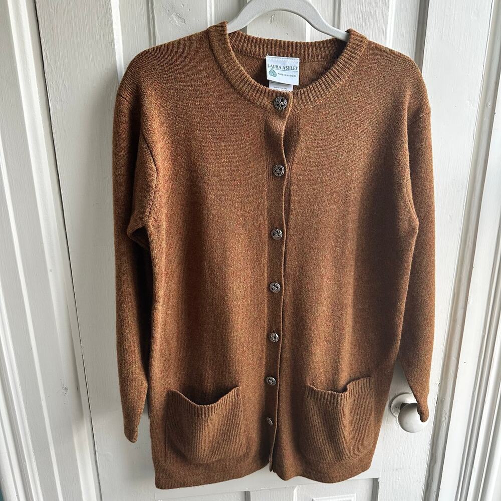 Vintage 90s Laura Ashley Wool Cardigan Sweater - Picture 2 of 9